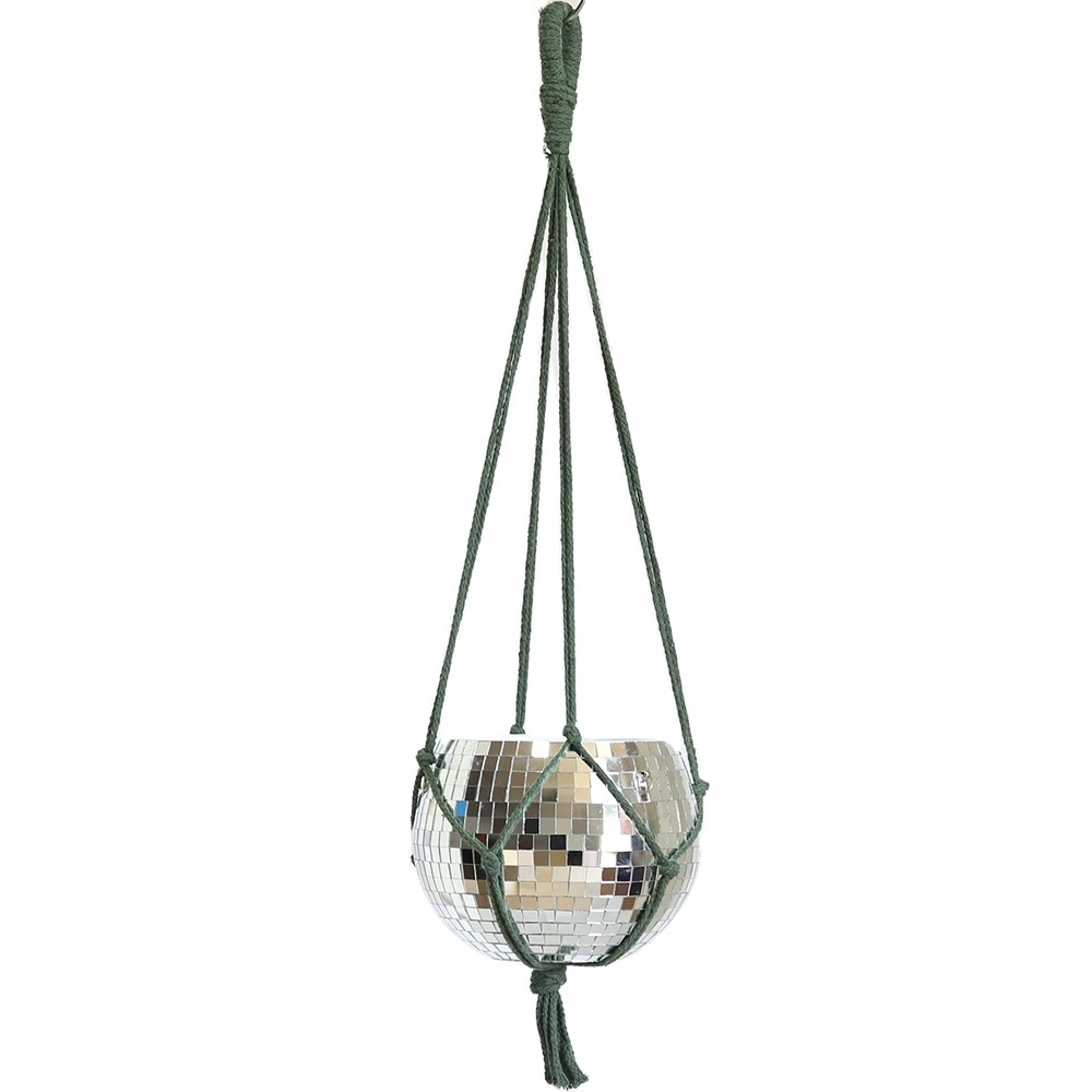 ICEBLUE HD Macrame Hanging Planter Mirror Disco Ball 6