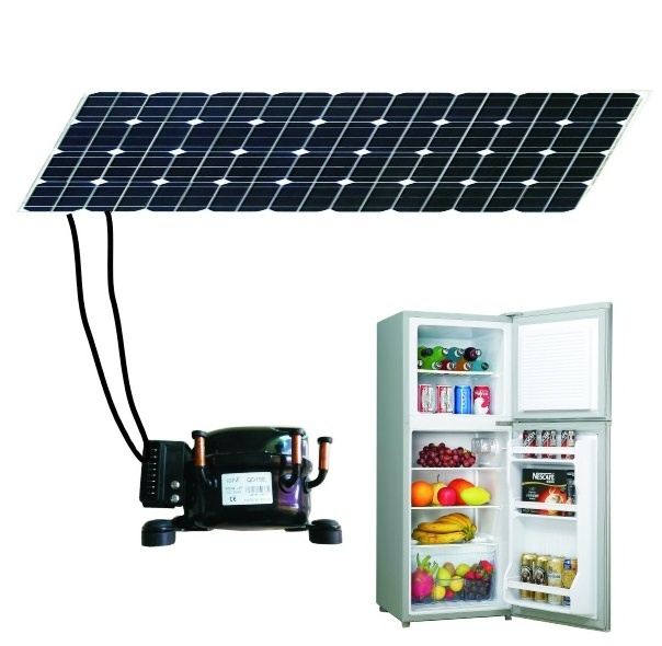 Solar Refrigerator 132 liter no Battery DC compressor Double Door Energy Fridge Freezer