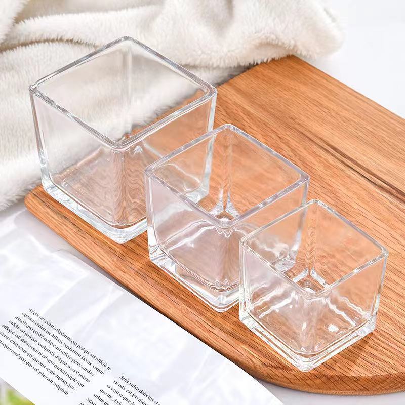 Square Glass Candle Jars Decorative Glass Jars Candle Container For Home Decoration