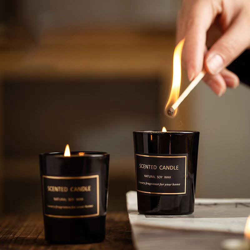 Luxury Soy Wax Scented Candles Gift Set Scented Candles In Black Jar