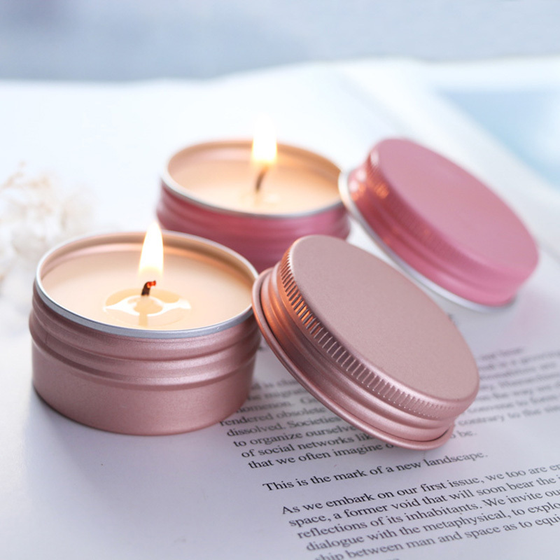 Portable Small Soy Wax Candle High Quality Souvenir Rose Gold Tin Can Scented Candles