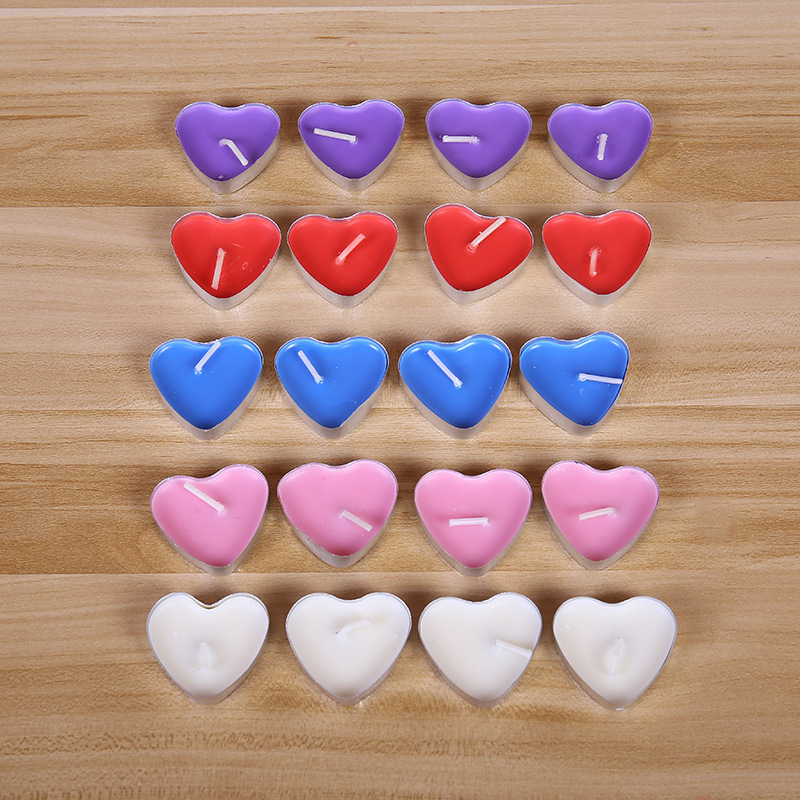 50 Pcs Smokeless Unscented Valentine's Day Decorations Heart Shape Cheap Tea Light Candles Set Tealight Candle