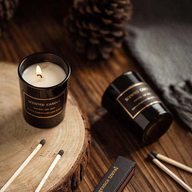 Luxury Soy Wax Scented Candles Gift Set Scented Candles In Black Jar