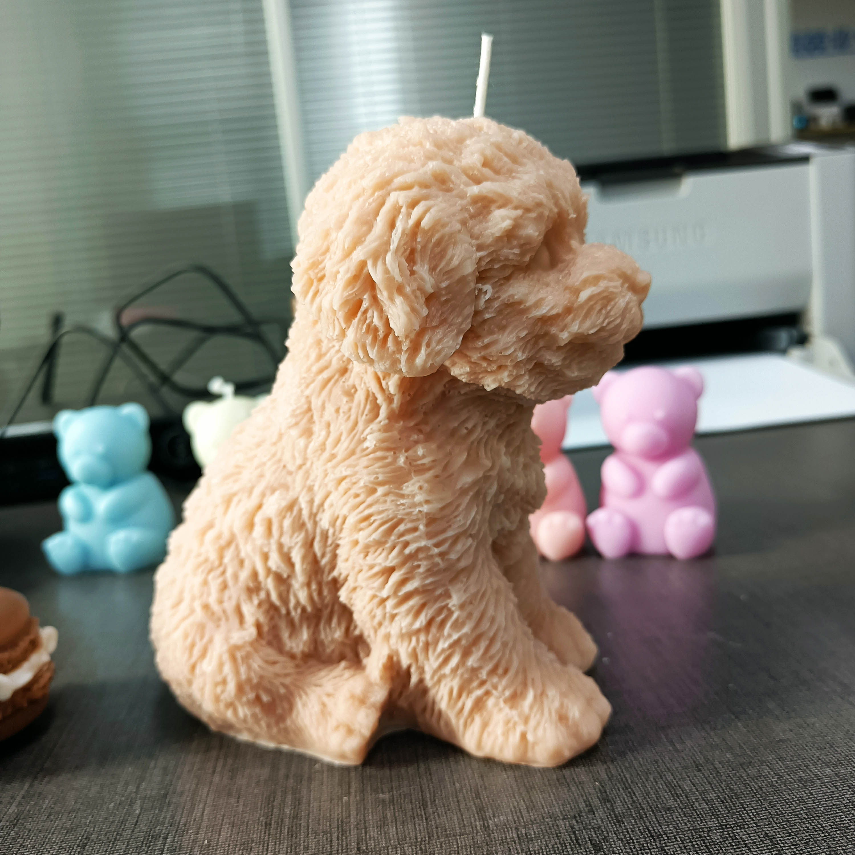 Cute Sitting Teddy Dog Enthusiast Home Decoration Candle Animal Teddy Dog Soy Wax Scent Candle