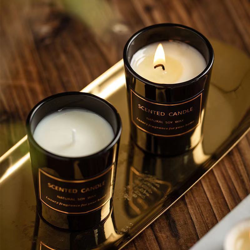 Luxury Soy Wax Scented Candles Gift Set Scented Candles In Black Jar