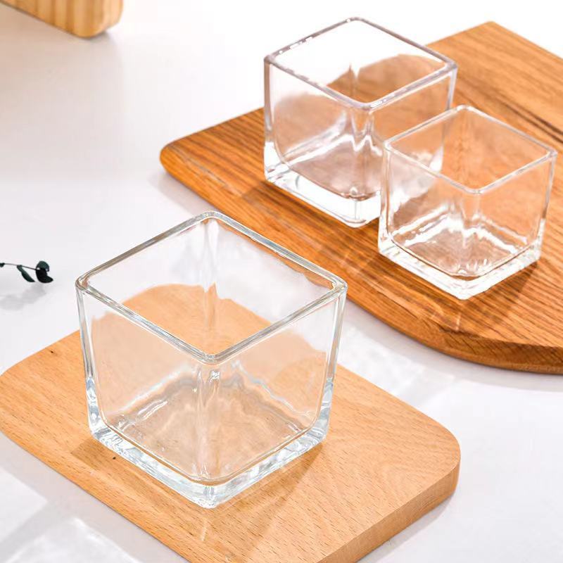 Square Glass Candle Jars Decorative Glass Jars Candle Container For Home Decoration