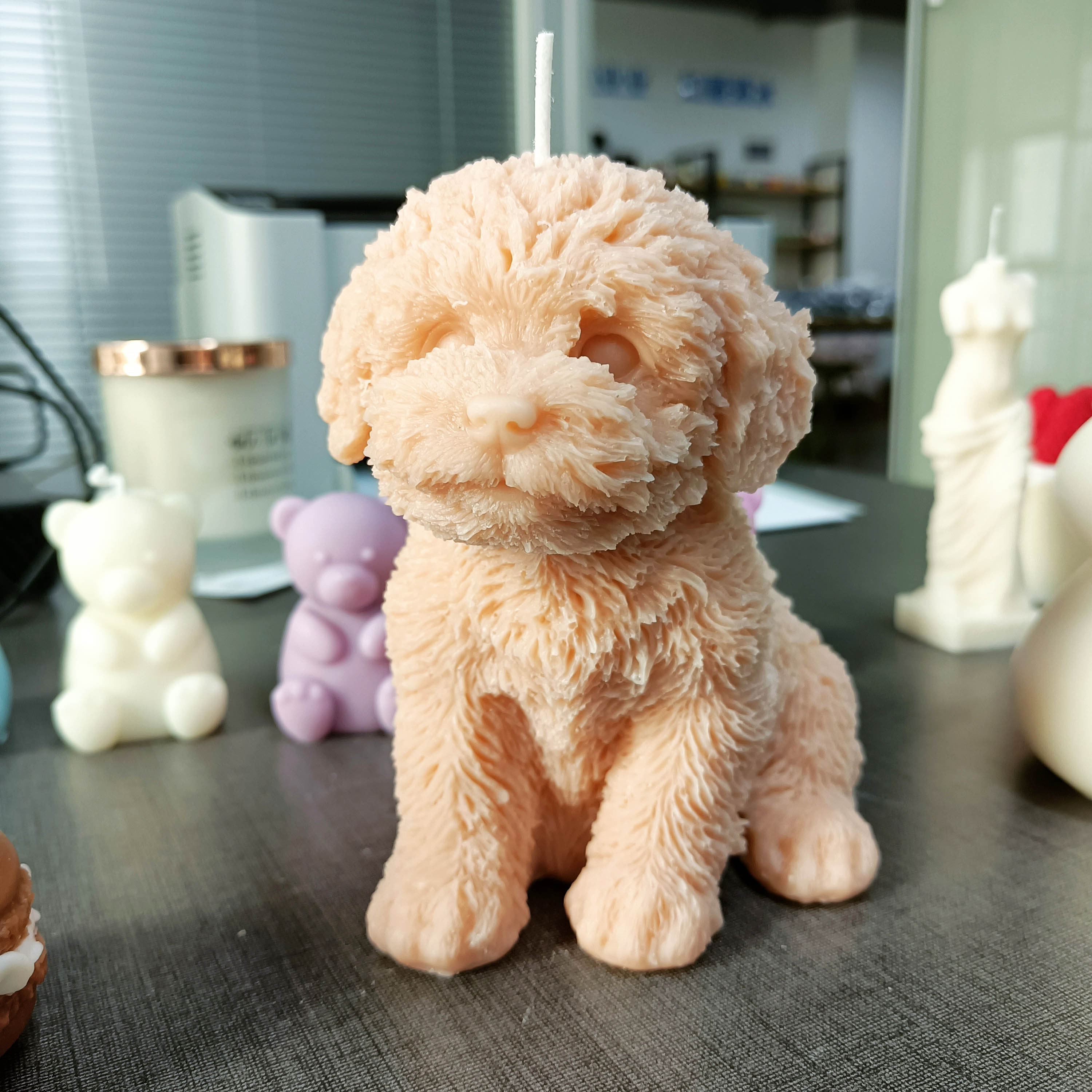 Cute Sitting Teddy Dog Enthusiast Home Decoration Candle Animal Teddy Dog Soy Wax Scent Candle