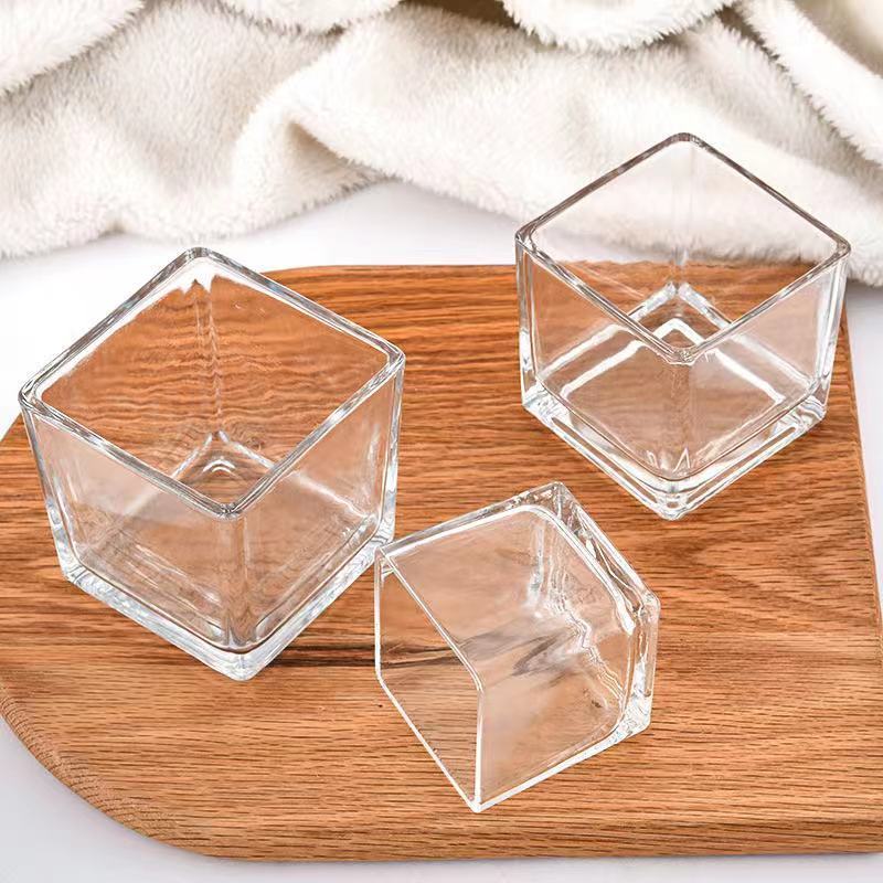 Square Glass Candle Jars Decorative Glass Jars Candle Container For Home Decoration