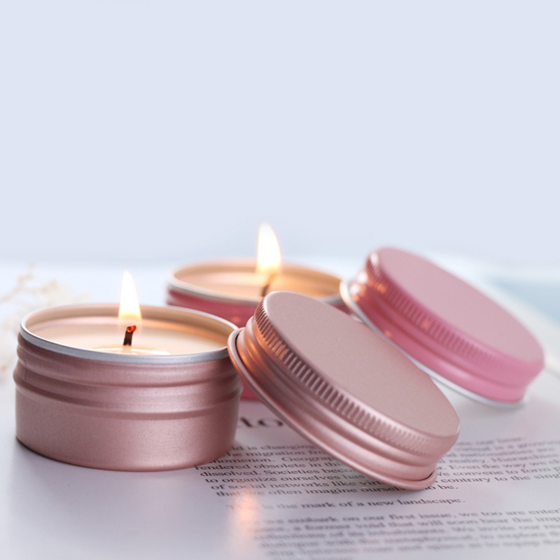 Portable Small Soy Wax Candle High Quality Souvenir Rose Gold Tin Can Scented Candles