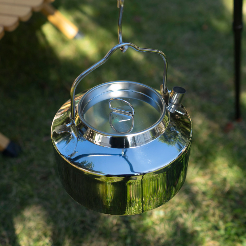 Outdoor 1.3 L  Camping Kettle 304 Stainless Steel Tea Pot Ultralight for Campfire Hiking Field