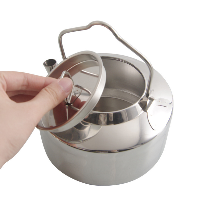 Outdoor 1.3 L  Camping Kettle 304 Stainless Steel Tea Pot Ultralight for Campfire Hiking Field