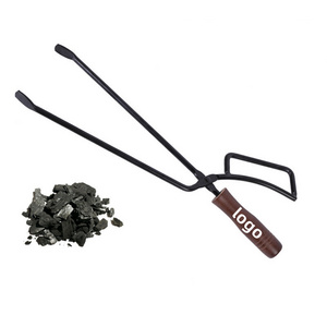 15 inch Fire Pit Log Grabber Outdoor BBQ Tool Iron Wood Handle Charcoal Fire Pit Poker Extended Carry Charcoal Cip Fire Tongs