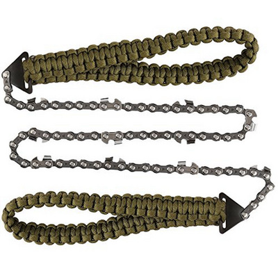 Outdoor Hand Saw Pocket Chain saw with Paracord Handle Emergency Survival Gear Camping Folding Chain Wood & Tree Portable Saws