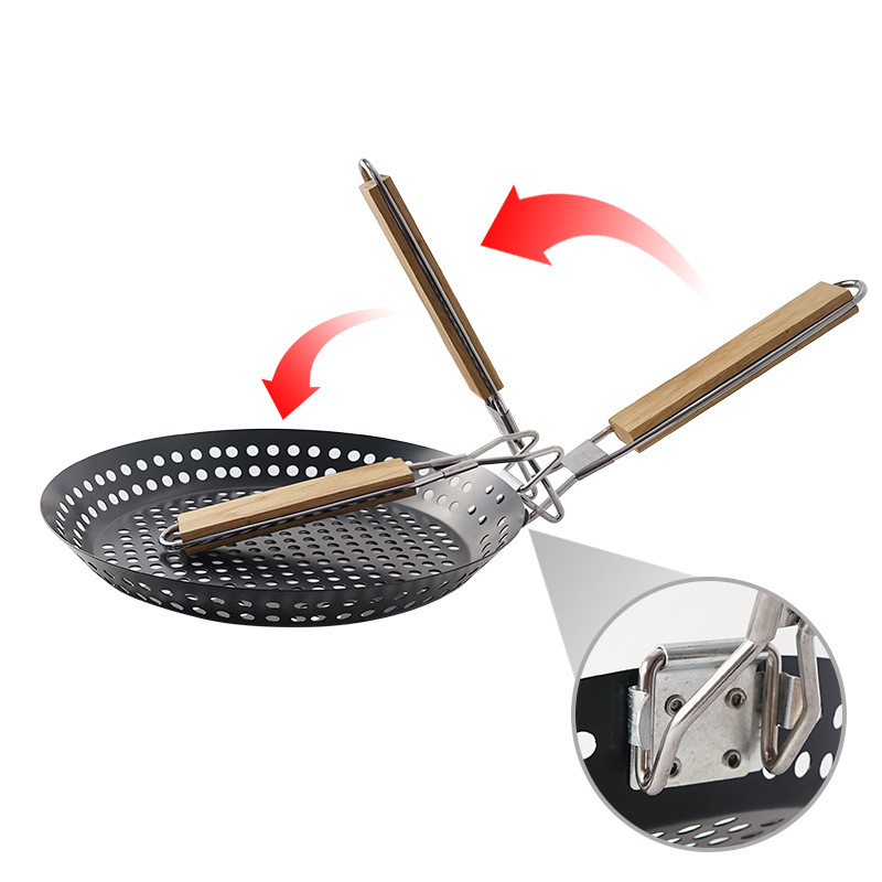 Outdoor BBQ Folding Non-stick Frying pan  Folding Round Barbecue Plate Camping Multifunctional Grilled Steak Barbecue Plate