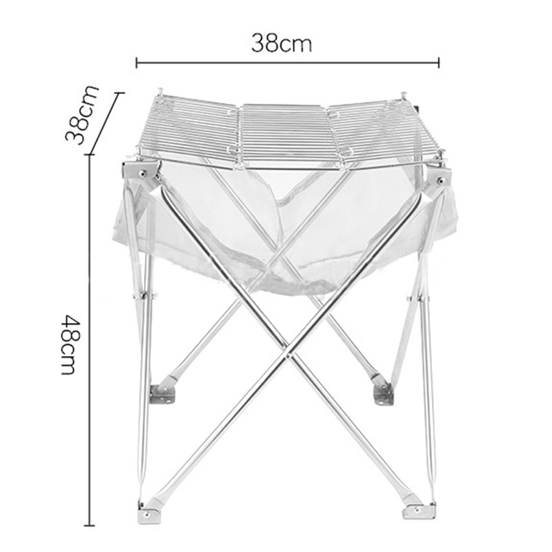 Folding Stainless Steel Barbeque Grill Stove Outdoor Camping Travel Wood Stove Bonfire Stand