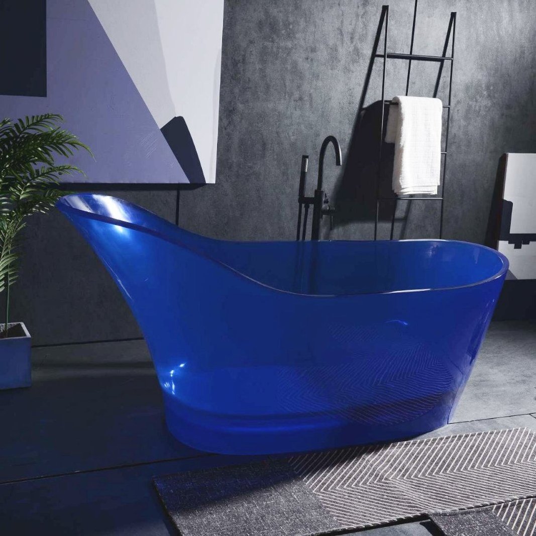 ICEGALAX Stone Resin Bathtubs Stand Alone Clear Smart Tubs Acrylic Luxury Deep Soaking Transparent Bathtub for Bathroom