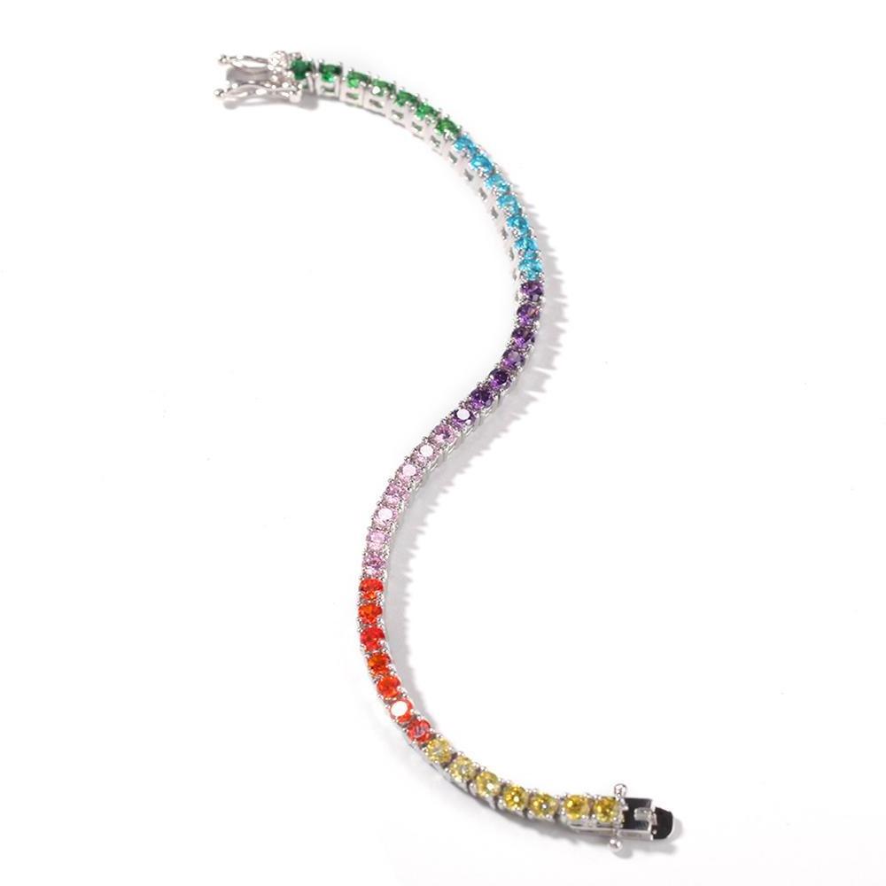 Wholesale 3.5MM Rainbow Tennis Bracelet Women Fashion Jewelry Multi Color CZ Tennis Bracelet