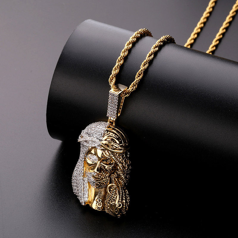 New Design 18K Gold Plated  Hip Hop CZ Micro Pave Jesus Face Pendant