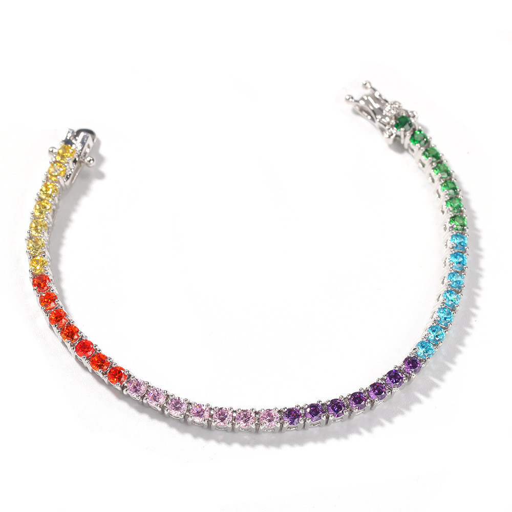 Wholesale 3.5MM Rainbow Tennis Bracelet Women Fashion Jewelry Multi Color CZ Tennis Bracelet