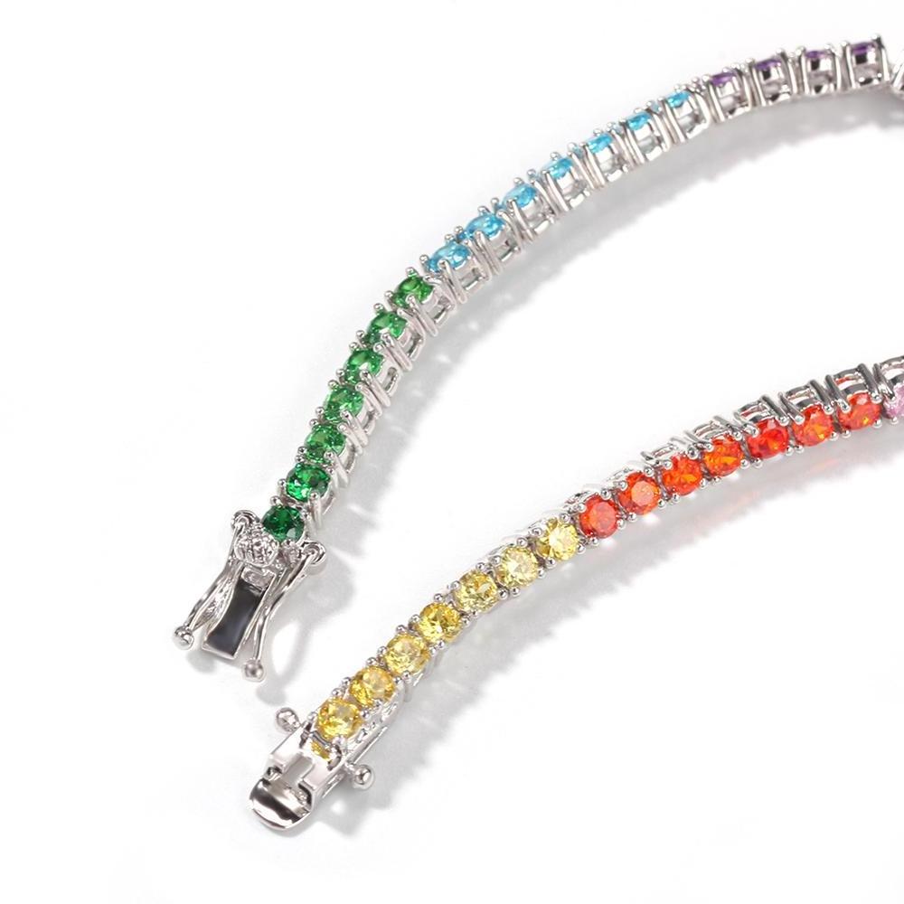 Wholesale 3.5MM Rainbow Tennis Bracelet Women Fashion Jewelry Multi Color CZ Tennis Bracelet