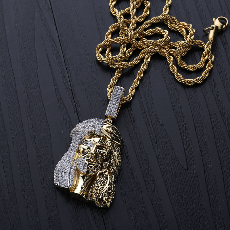 New Design 18K Gold Plated  Hip Hop CZ Micro Pave Jesus Face Pendant