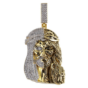 New Design 18K Gold Plated  Hip Hop CZ Micro Pave Jesus Face Pendant