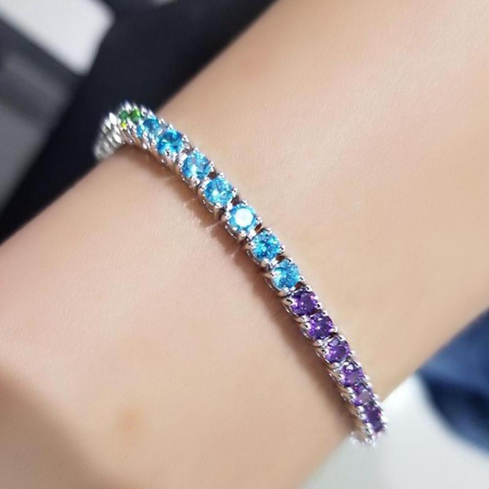 Wholesale 3.5MM Rainbow Tennis Bracelet Women Fashion Jewelry Multi Color CZ Tennis Bracelet