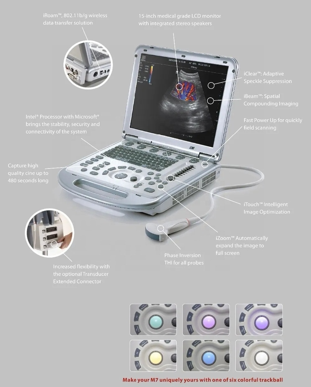 Medical Ultrasound Machine Mindray M7 4d Color Ultrasound Scanner Portable Mindray Cardiac