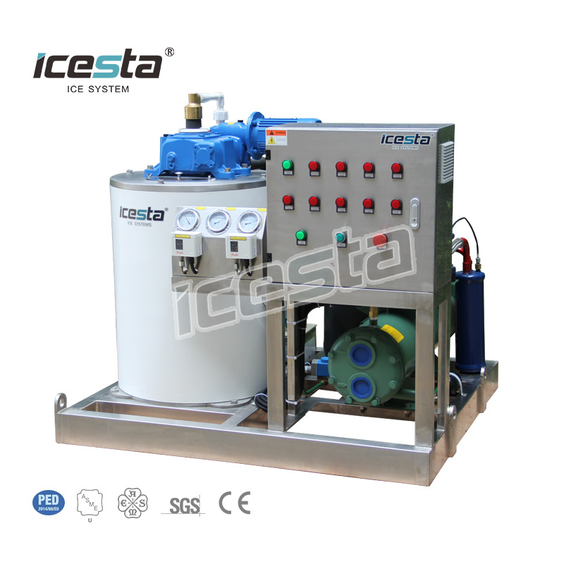 ICESTA automatic High reliable ice flake Long Service Life 1 Ton seawater flake ice machine for fishing boat