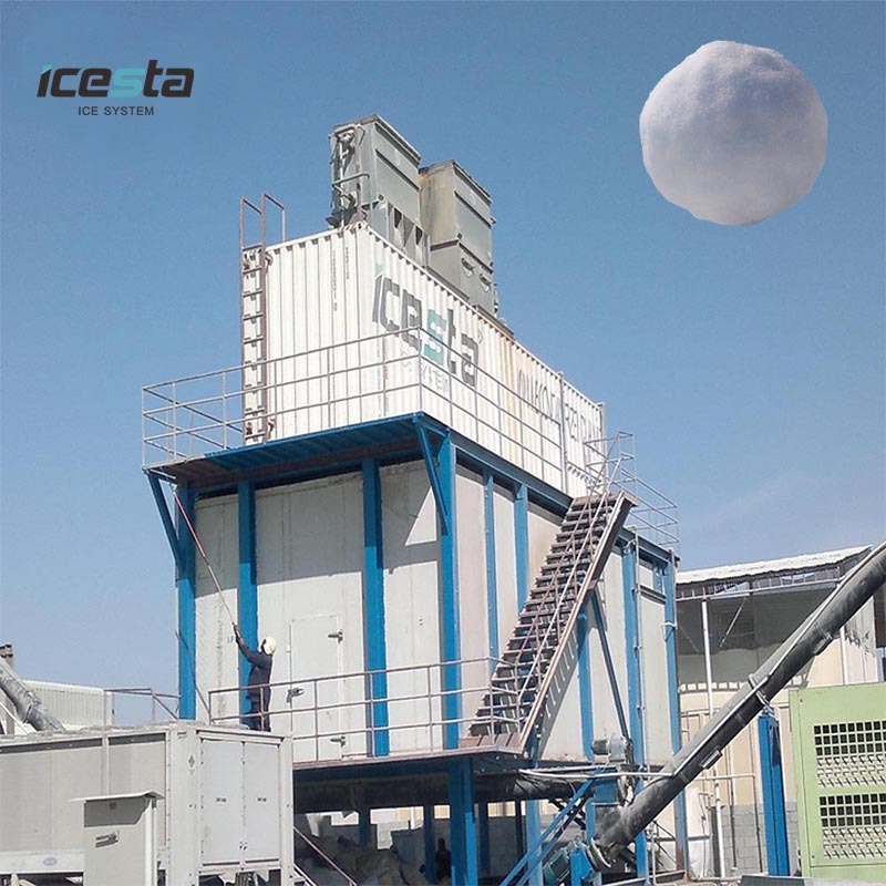 ICESTA 20t 50t 100 ton  outdoor artificial fog ice flake machine Snow making Machine for ski Resort for sale