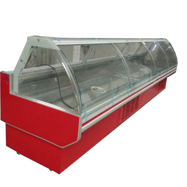 fresh meat display curved glass meat showcase Deli case/ showcase/curved glass serve over cooler supermarket refrigerator