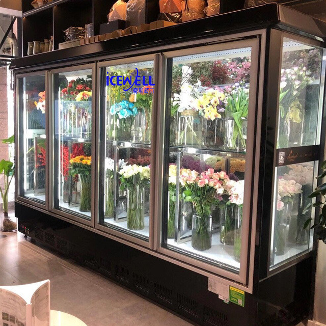 3 meter length compressor build out with glass door flower display showcase fridge commercial refrigerator