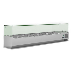 Multi Size Stainless Steel Fruit Salad Bar / Salad Chiller With Containers / Salad Glass Counter Display