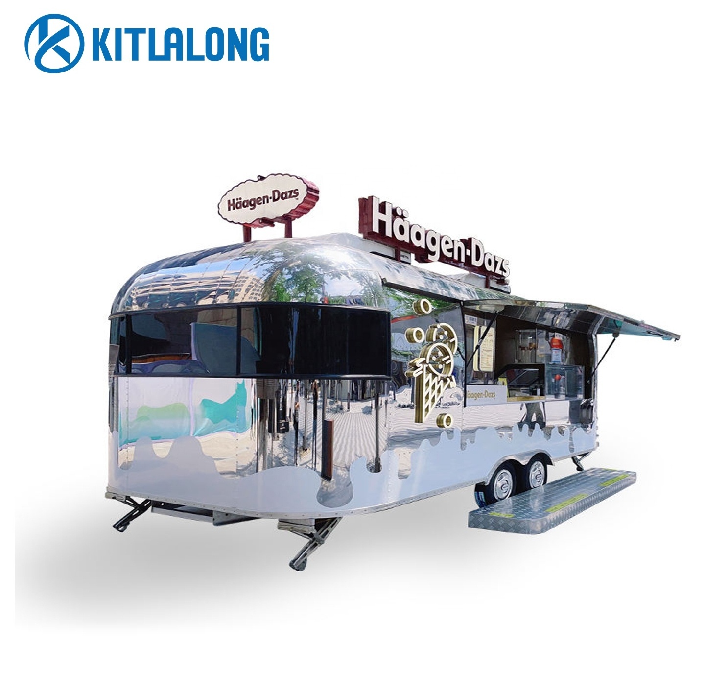 Kitlalong  Stainless Steel Food Cart Different Size Portable Bar Kiosk/Small Stainless steel juice Food Truck