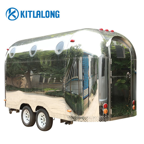 Kitlalong Mobile Camper Trailer Stainless Steel Kitchen Food Catering Trailer Fast Food Truck Mobile Food Carts