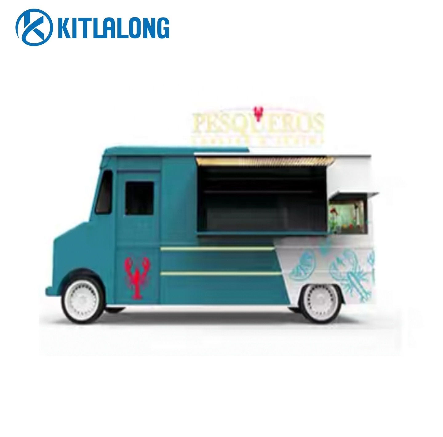 Kitlalong Mobile Camper Trailer Stainless Steel Kitchen Food Catering Trailer Fast Food Truck Mobile Food Carts