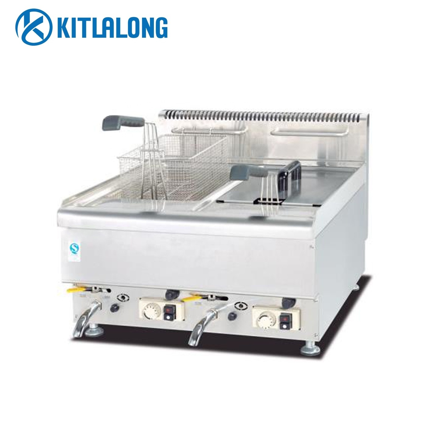 Kitlalong Gas cooker Range Commercial Kitchen Equipment  potato chips fryer stainless steel  Counter top Gas Fryer