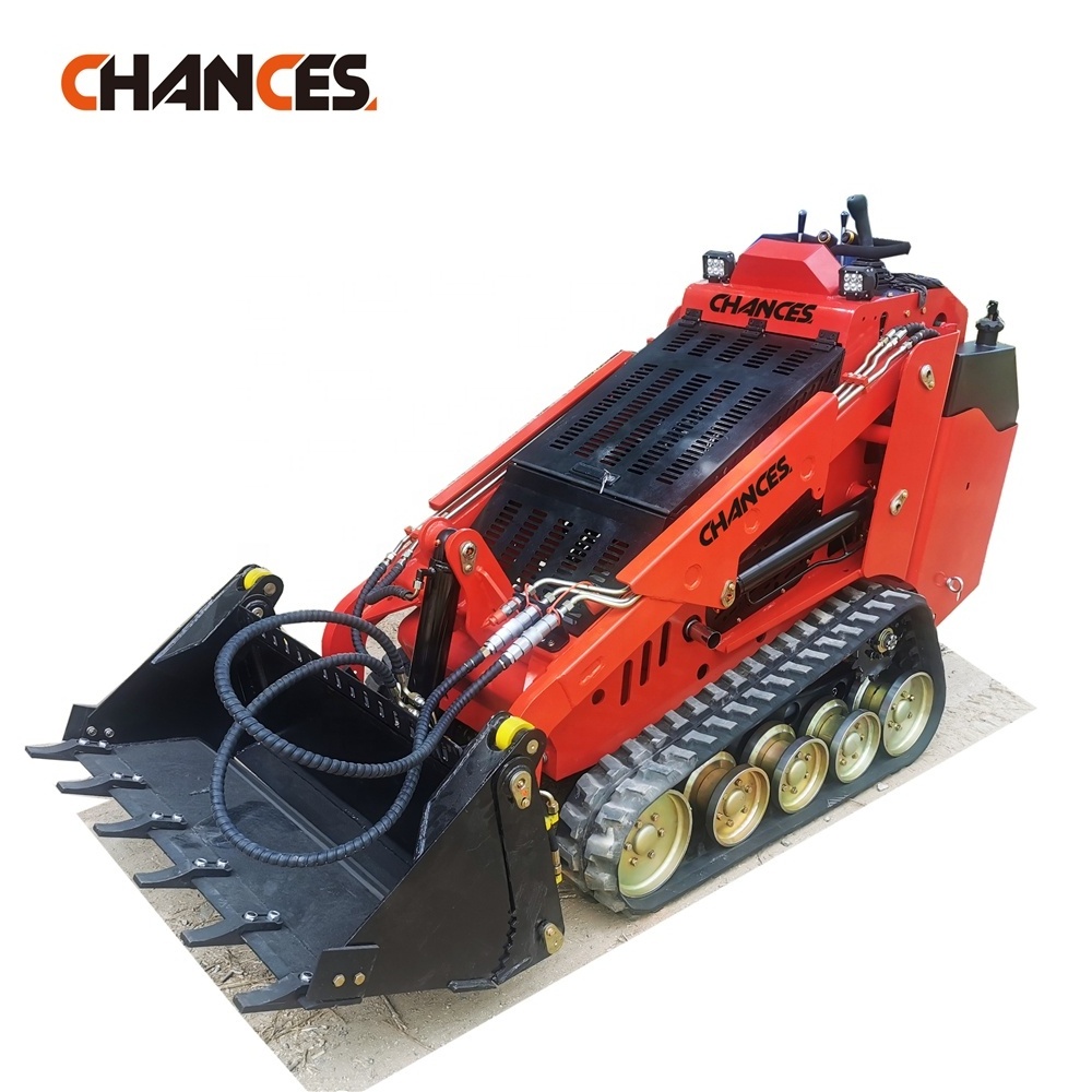 Mini skid steer loader with EPA certified Kubota Perkins 25hp diesel engine with forks grapple four in one bucket on sale