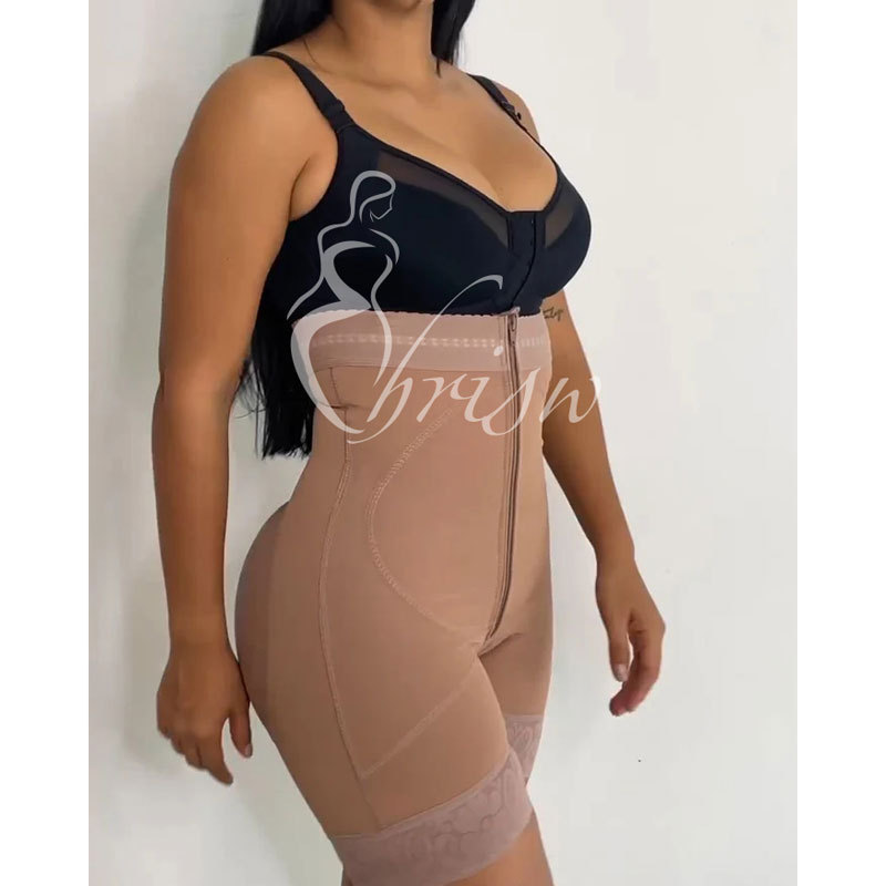 High Super Control Zipper Faja Short Women Shapewear Zipper Open Crotch Lace Body Shaper