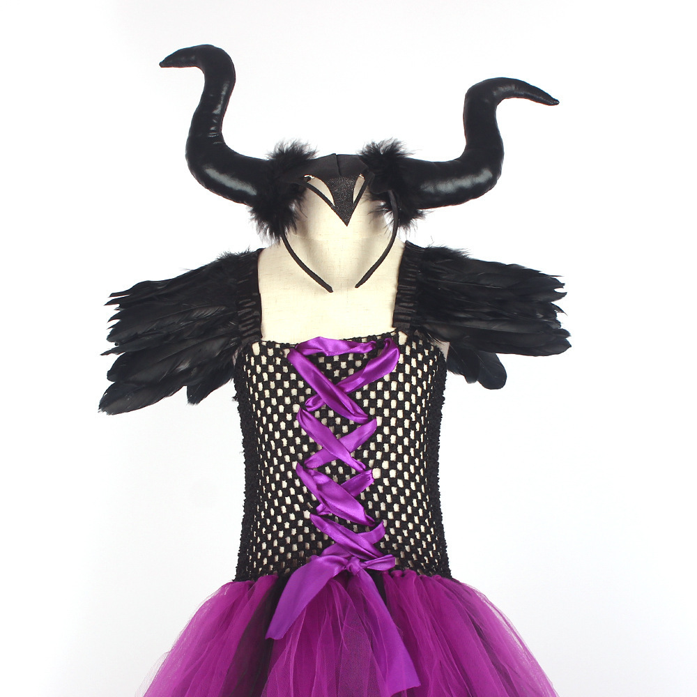 Halloween Costume Dress for Girls Vampire Princess Cosplay Party Dress Kids Black Devil Tutu Costume Gothic Girls Fancy Dress