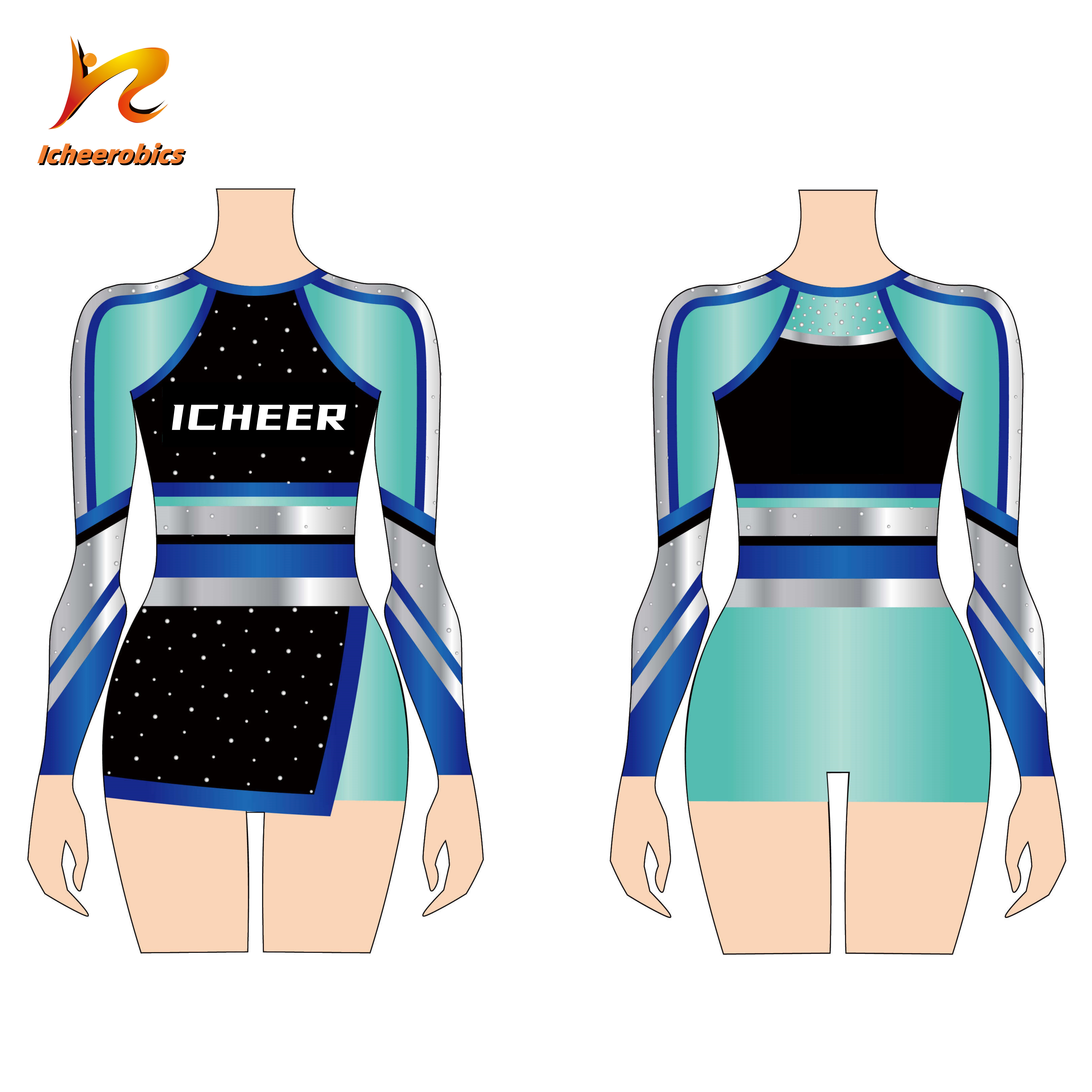 Icheer Free Sample Wholesale Black And Yellow Cheerleading Uniforms High School Cheer Uniforms With Rhinestones