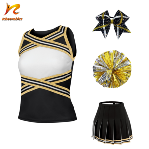 Icheerobics Wholesale Cheer Supplies Red And Black Cheerleading Uniforms For Kids Sleeveless