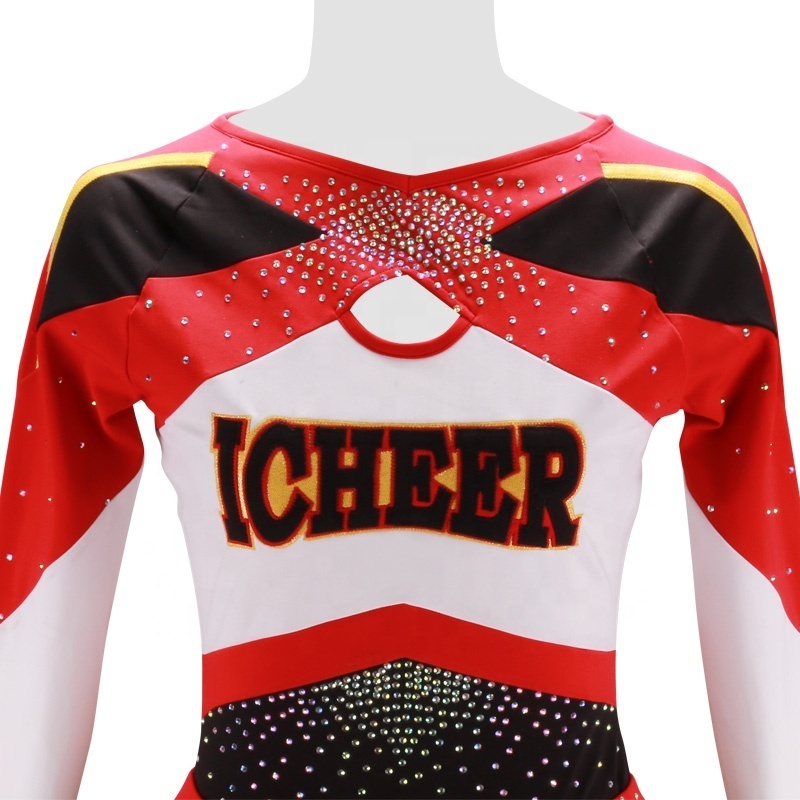 Newest Design Kids Cheerleading Uniforms Wholesale Cheerleader Orange Pleated Skirt Accept customization