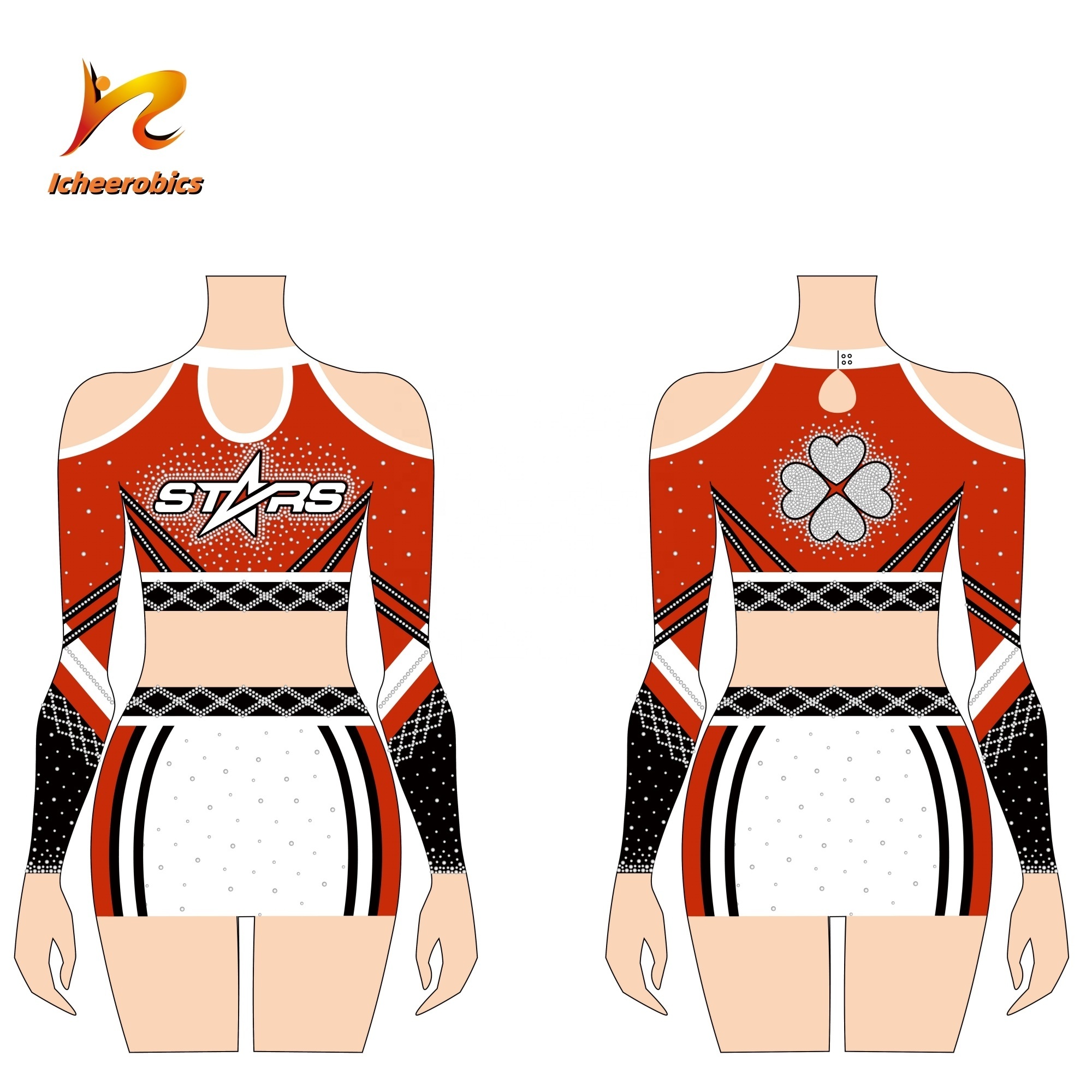 Icheer Free Sample Wholesale Black And Yellow Cheerleading Uniforms High School Cheer Uniforms With Rhinestones