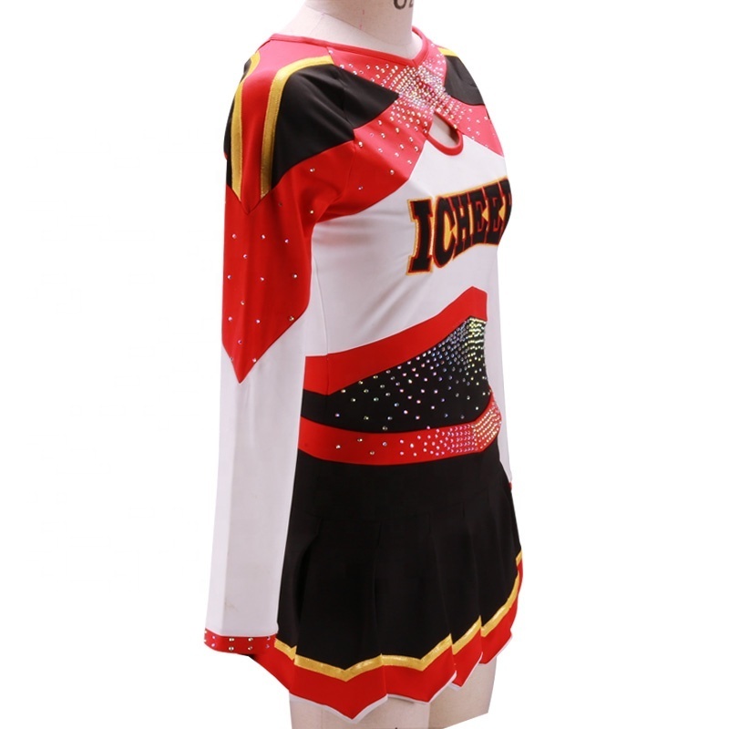 Newest Design Kids Cheerleading Uniforms Wholesale Cheerleader Orange Pleated Skirt Accept customization