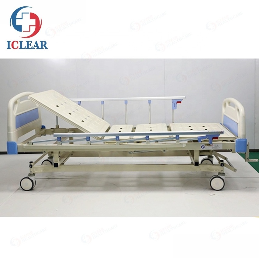 Cold Rolled Steel 2 Functions Crank Manual Medical Hospital Bed with Central Control Brake System