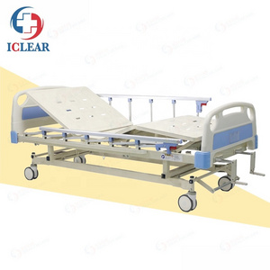 Cold Rolled Steel 2 Functions Crank Manual Medical Hospital Bed with Central Control Brake System