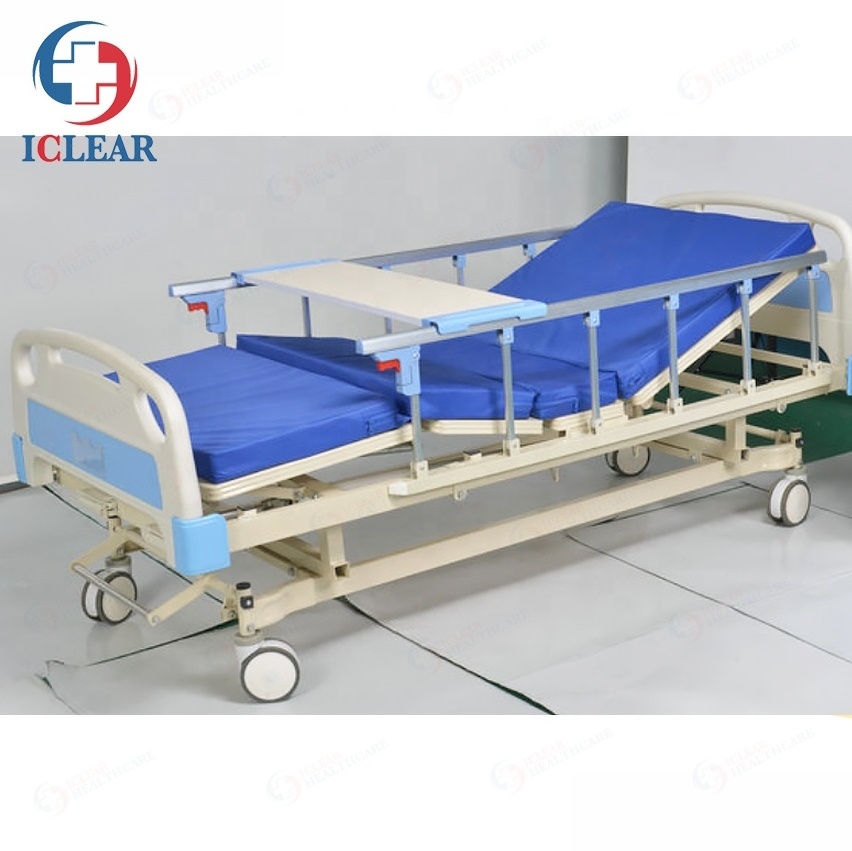 Cold Rolled Steel 2 Functions Crank Manual Medical Hospital Bed with Central Control Brake System