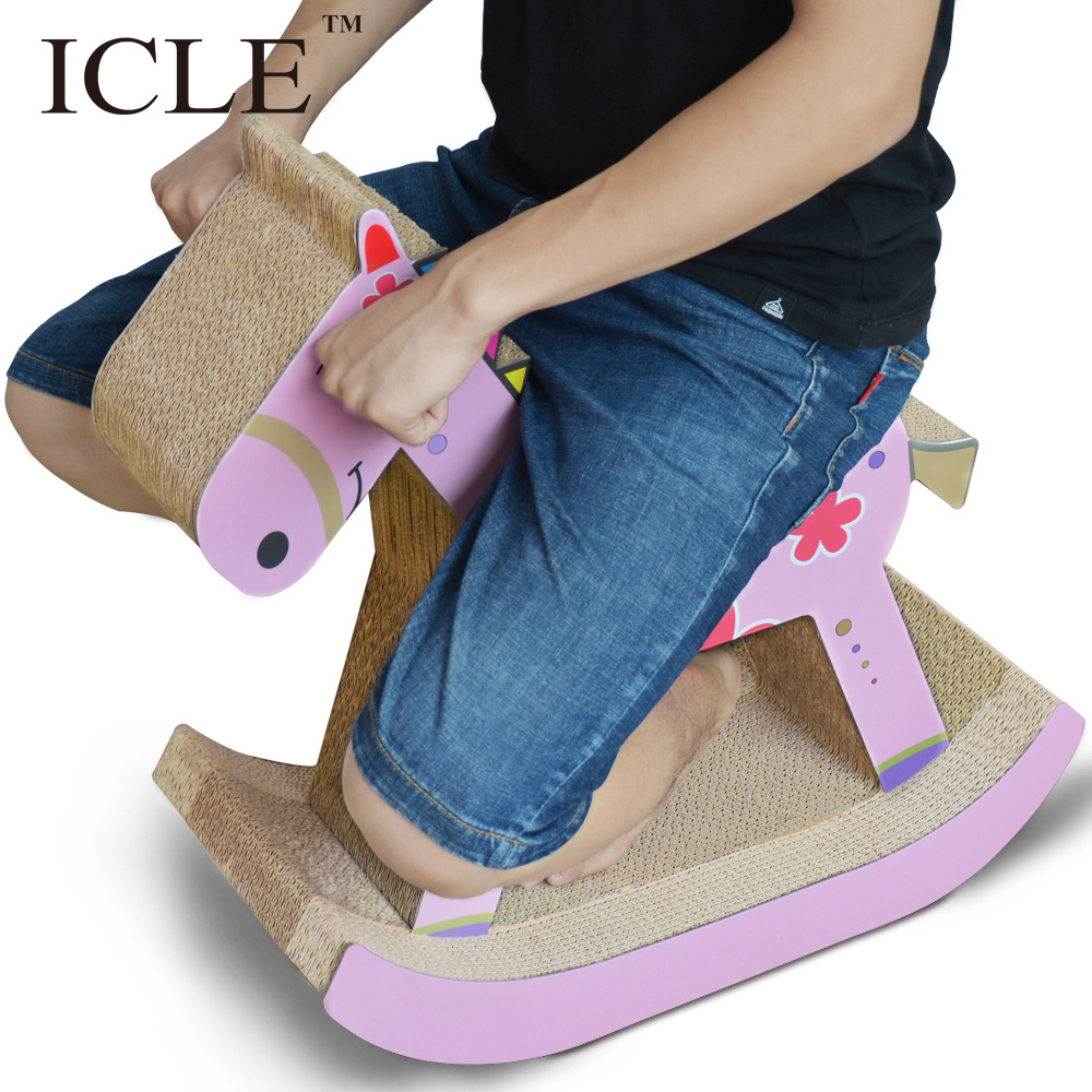 icle brand Horse-Shaped Recycle Corrugated Paper Big Cat Paws Foot -IC-0039-Pink Cardboard  cat Scratcher