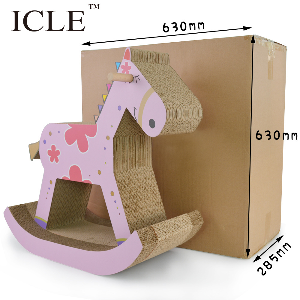 icle brand Horse-Shaped Recycle Corrugated Paper Big Cat Paws Foot -IC-0039-Pink Cardboard  cat Scratcher